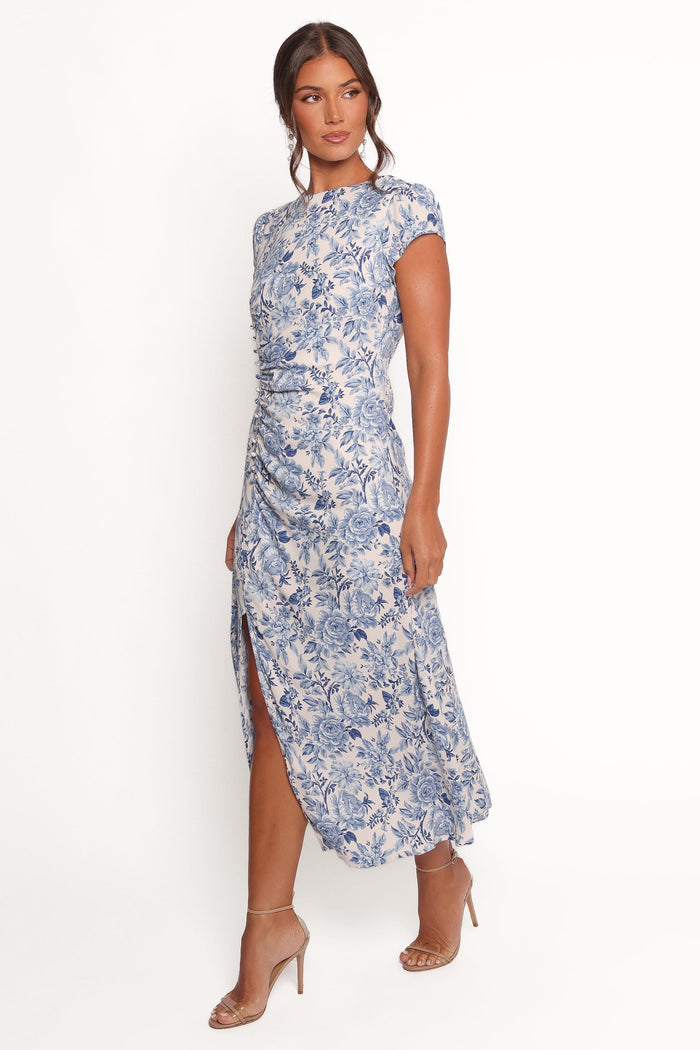Petal and Pup USA DRESSES Lisbeth Midi Dress - Blue Floral