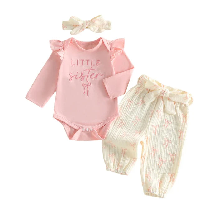 LITTLE SISTER Bowtie Ruffle Outfit