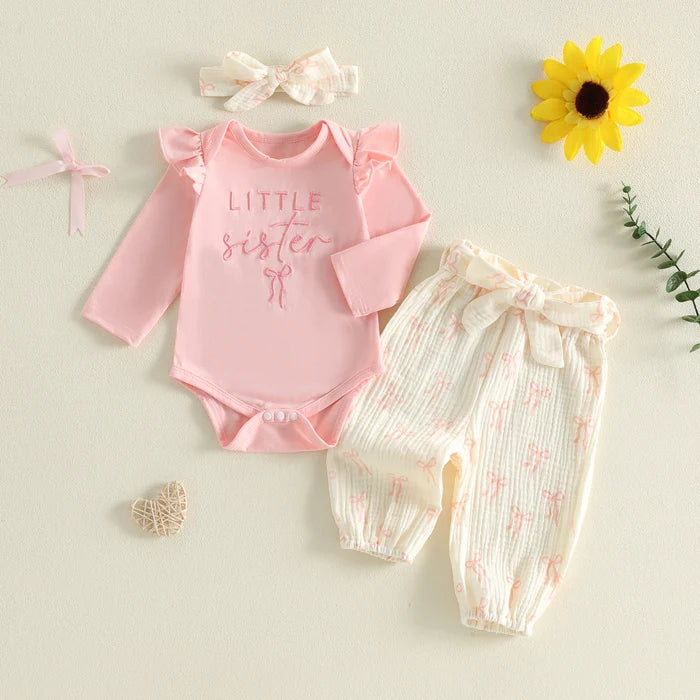 LITTLE SISTER Bowtie Ruffle Outfit