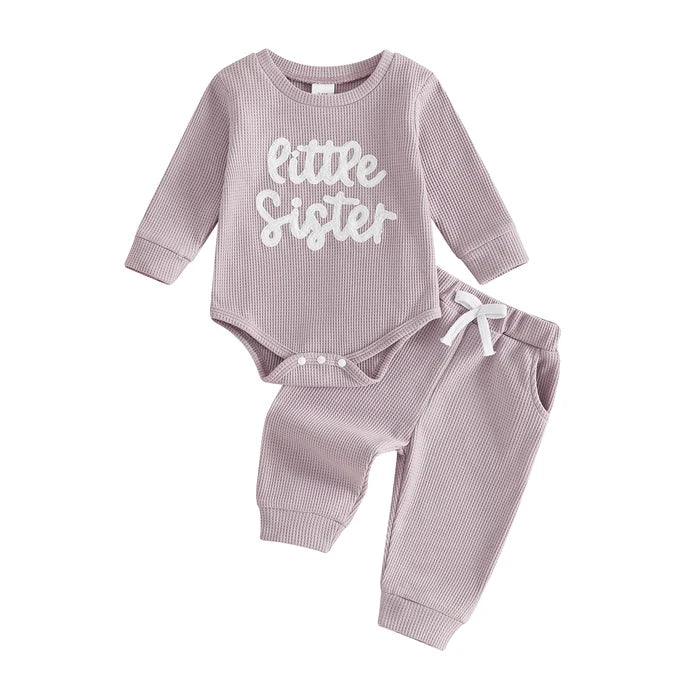 LITTLE SISTER Waffle Knit Outfit