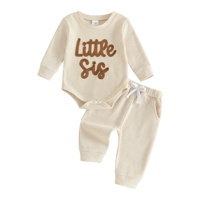 LITTLE SISTER Waffle Knit Outfit
