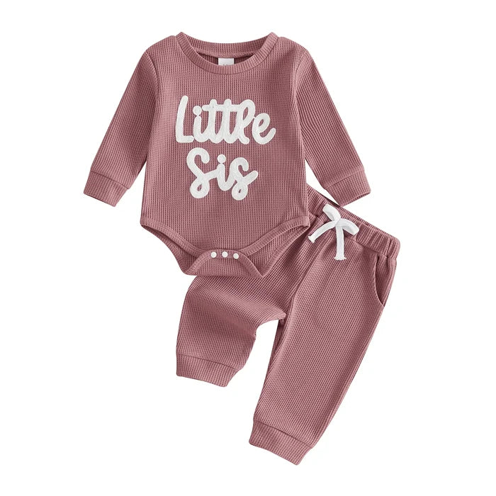 LITTLE SISTER Waffle Knit Outfit