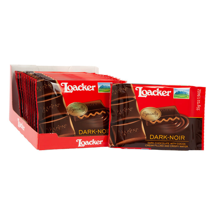 Loacker Dark Chocolate Cocoa Creme Wafer Candy Bars - 12 Count