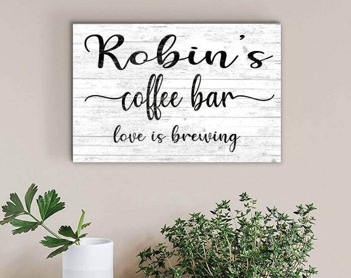 Personalized Love Is Brewing Coffee Bar Sign - Broad Bay Personalized Gifts Shipped Fast