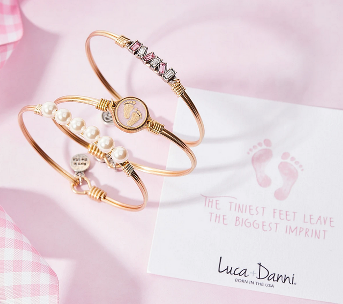 Luca + Danni Little Footsteps Bangle Bracelet in Pink