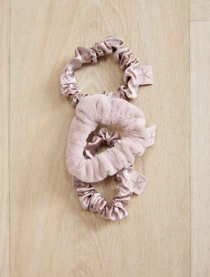 LuxeChic and Silk Scrunchie Set in Faded Rose