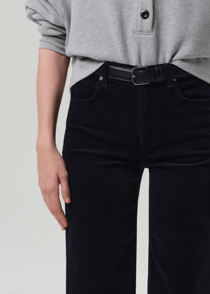 Lyra Wide Leg Crop Corduroy in Navy