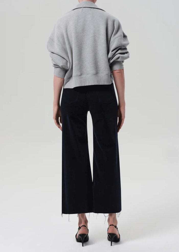 Lyra Wide Leg Crop Corduroy in Navy