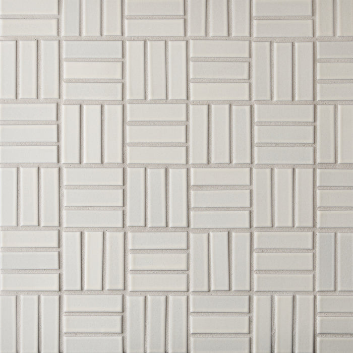 Caption: Classic Field 1x3 in M121 Petal. Prism Chateau grout by Custom Building Products.