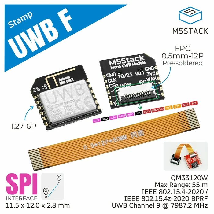 M5Stamp UWB Module with FPC (QM33120W)