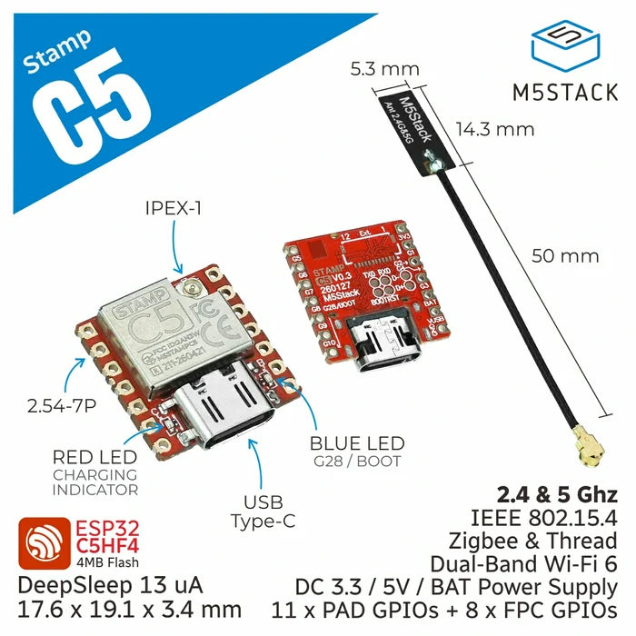 M5StampC5 Module (ESP32-C5)