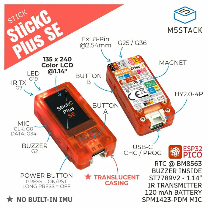 M5StickC PLUS SE Mini IoT Dev Kit (ESP32-PICO)