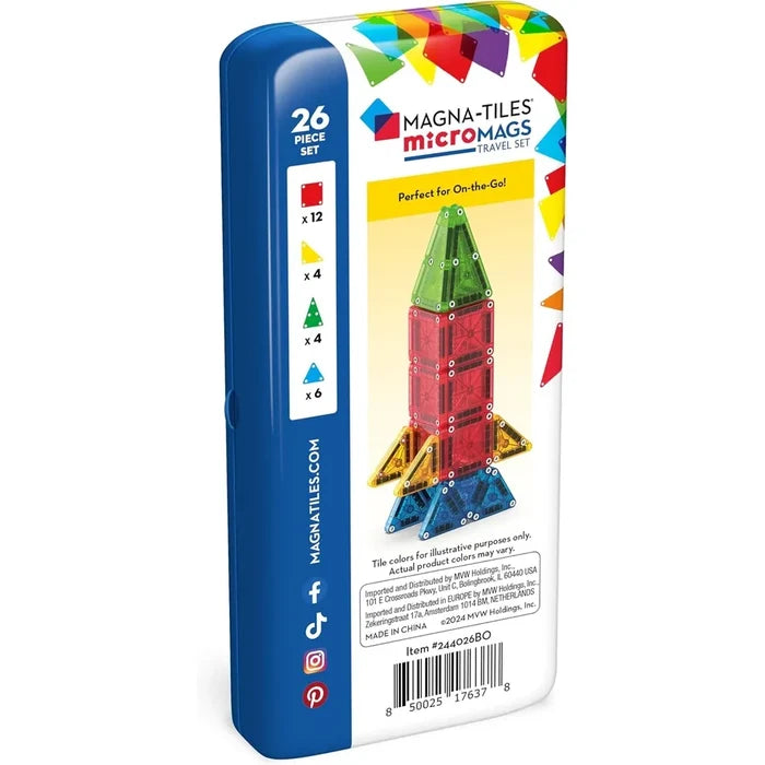 Magna-Tiles microMags Travel - 26 Piece Magnet Block Building Set
