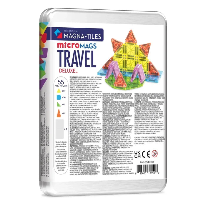 Magna-Tiles microMags Travel Deluxe - 55 Piece Magnet Block Building Set
