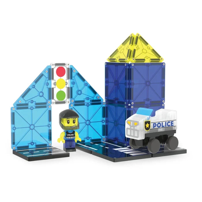 Magna-Tiles Police Patrol - 20 Piece Magnet Block Building Set