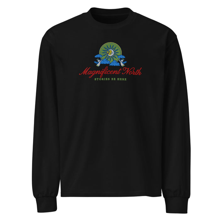 Magnificent North Embroidered Premium Heavyweight Long Sleeve Shirt - The Bean Workshop - embroidered, embroidery, evangeline fox, jacks, long sleeve shirt, magnificent north, once upon a broken heart, ouabh, prince of heart, stephanie garber