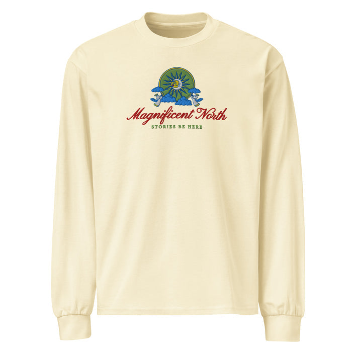 Magnificent North Embroidered Premium Heavyweight Long Sleeve Shirt - The Bean Workshop - embroidered, embroidery, evangeline fox, jacks, long sleeve shirt, magnificent north, once upon a broken heart, ouabh, prince of heart, stephanie garber