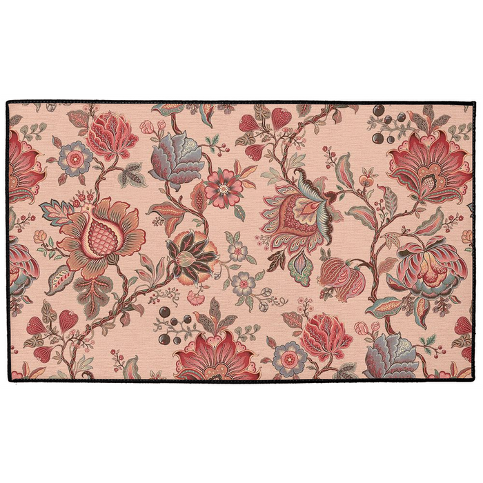 Malay Chintz Indoor/Outdoor Floor Mat Rose Red Floral