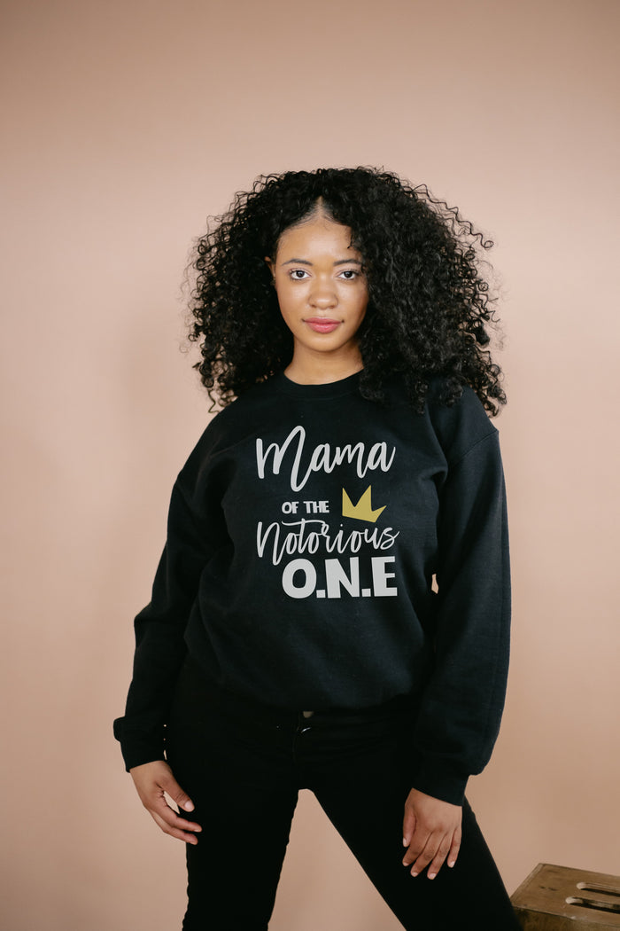 "Mama, Dad of the Notorious One"  Hip Hop Themed Custom Parent Sweatshirt