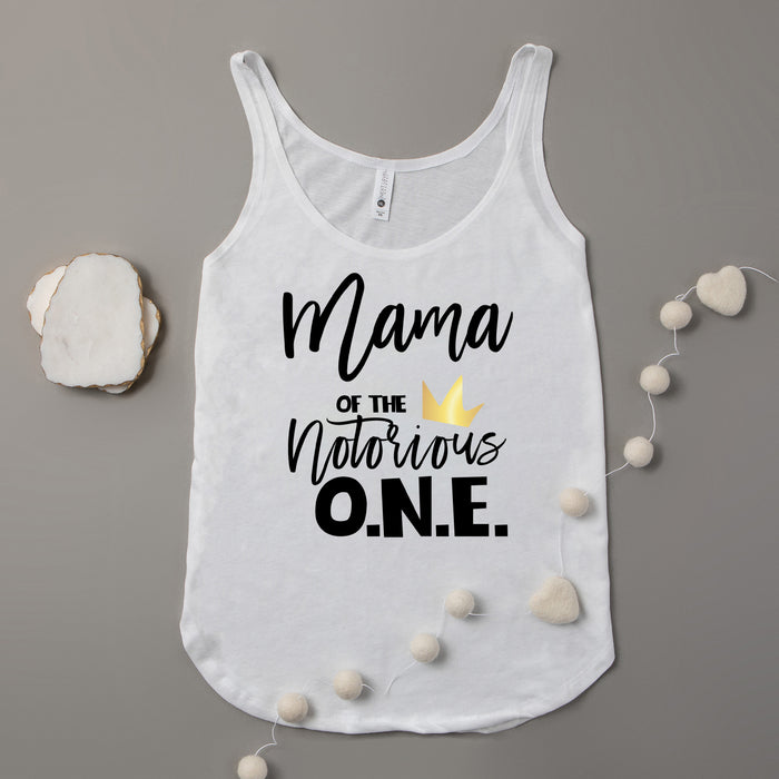 "Mama of the Notorious One" Hip Hop 1st Birthday Themed Women's Tank Top