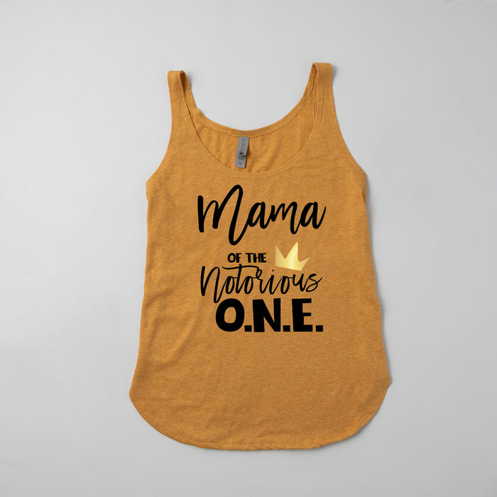 "Mama of the Notorious One" Hip Hop 1st Birthday Themed Women's Tank Top