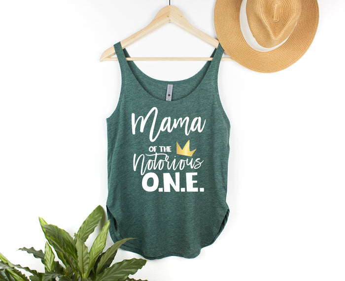 "Mama of the Notorious One" Hip Hop 1st Birthday Themed Women's Tank Top