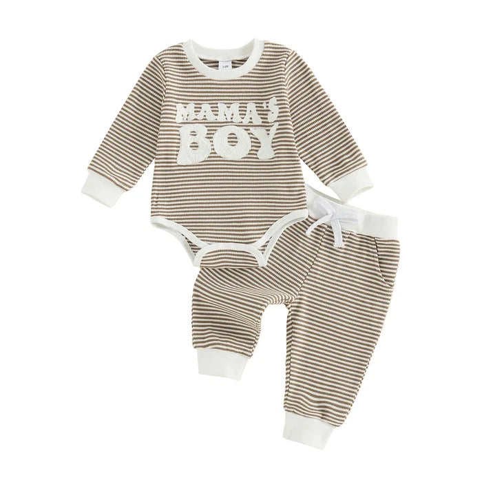 MAMA'S BOY Striped Joggers Outfit