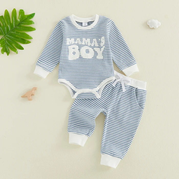 MAMA'S BOY Striped Joggers Outfit