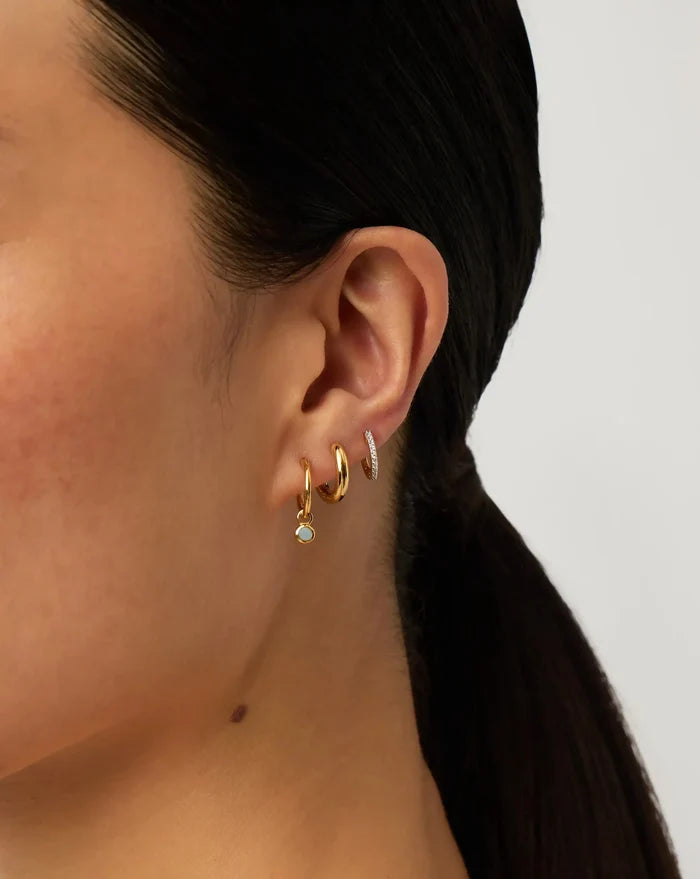 March Birthstone Mini Charm Hoop Earrings | 18k Gold Vermeil/Milky Aquamarine Earrings Missoma