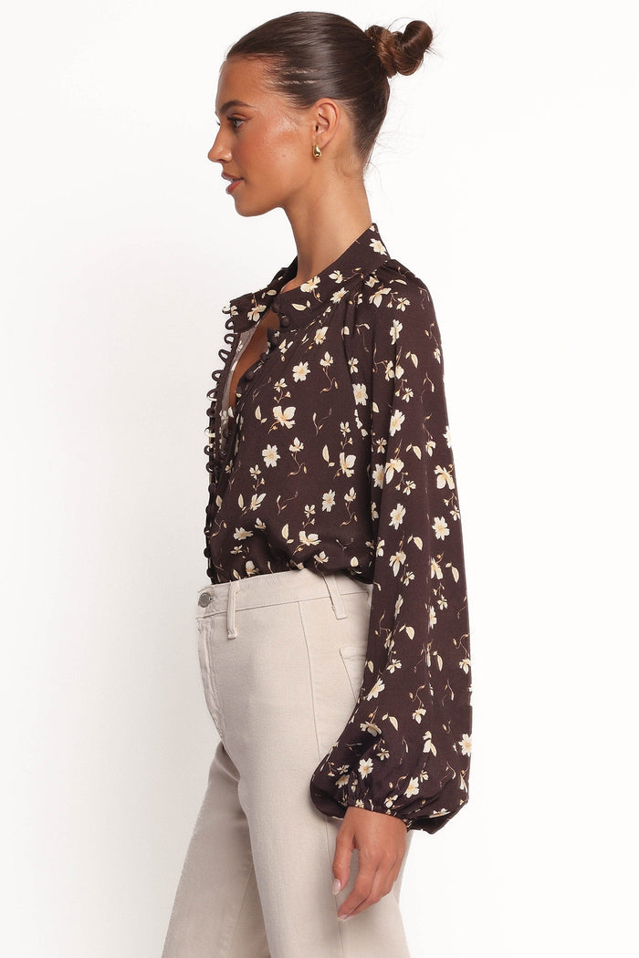 Petal and Pup USA TOPS Marni Top - Brown Ditsy (Hold for Rack)