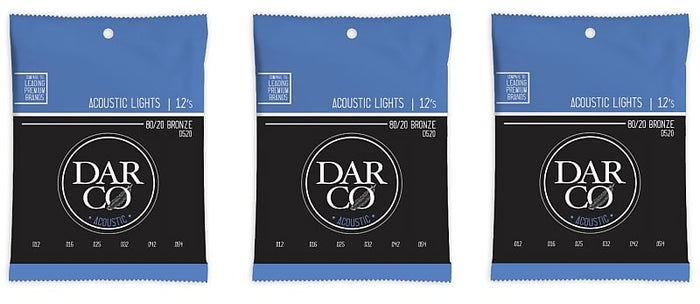Martin Darco D520 Acoustic Guitar Strings Bronze Light 12-54 (3-Pack)