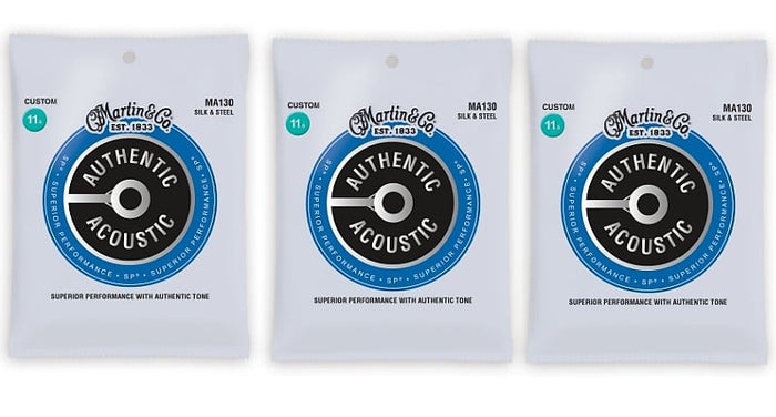 Martin MA130 Authentic Acoustic SP String Set Silk & Steel - (3-Pack)