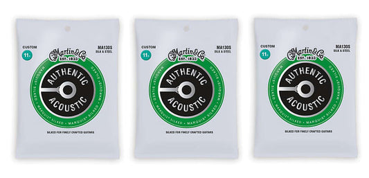 Martin MA130S Marquis Silked Acoustic Guitar Strings Silk and Steel 11.5-47 (3-Pack)