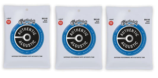 Martin MA140 Authentic Acoustic SP Strings - 80/20 Bronze (3-Pack)
