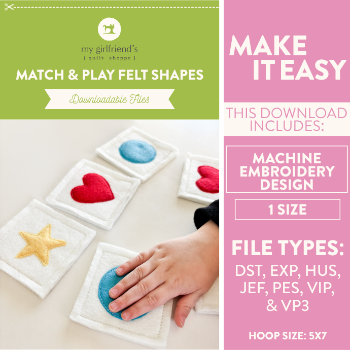 Match & Play Felt Shapes Machine Embroidery Design (Downloadable Pattern)