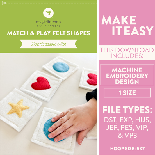 Match & Play Felt Shapes Machine Embroidery Design (Downloadable Pattern)