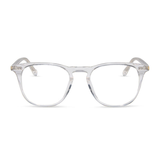 diff eyewear featuring the maxwell square prescription glasses with a clear crystal frame front view