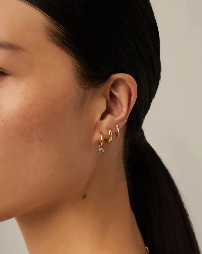 May Birthstone Mini Charm Hoop Earrings | 18k Gold Vermeil/Green Onyx Earrings Missoma