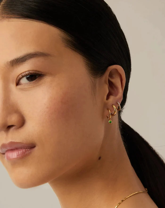May Birthstone Mini Charm Hoop Earrings | 18k Gold Vermeil/Green Onyx Earrings Missoma