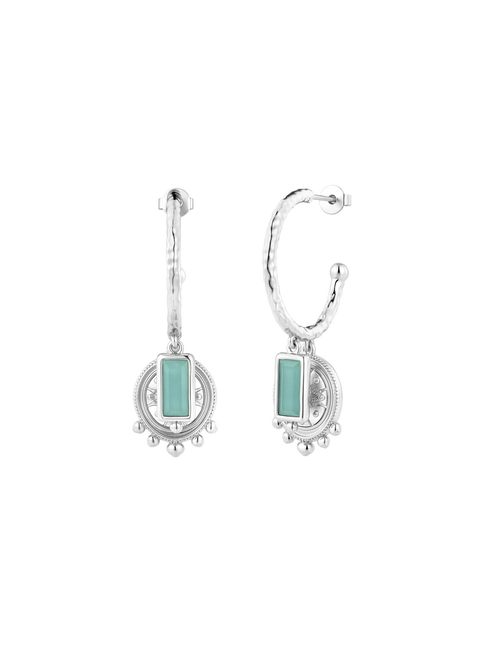 Maya Aqua Earrings in Silver