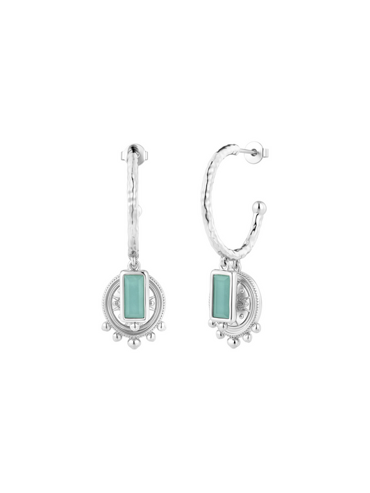 Maya Aqua Earrings in Silver