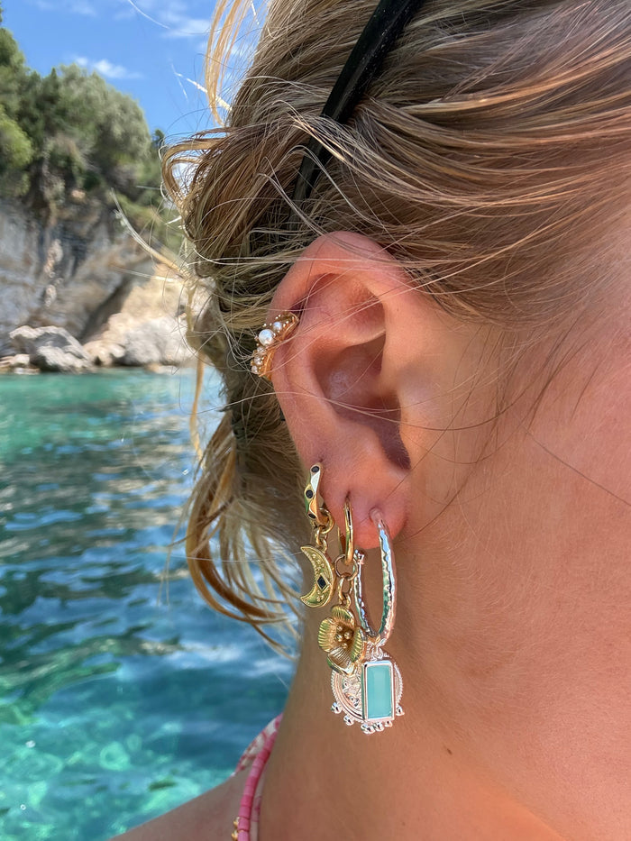 Maya Aqua Earrings in Silver