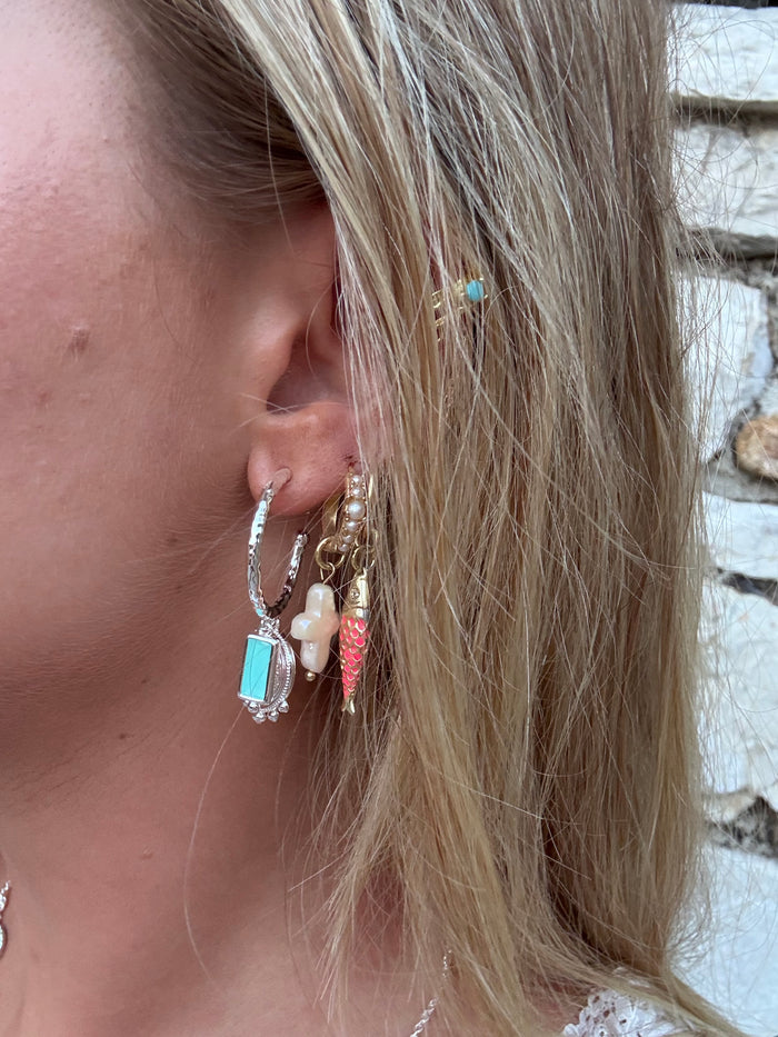 Maya Aqua Earrings in Silver