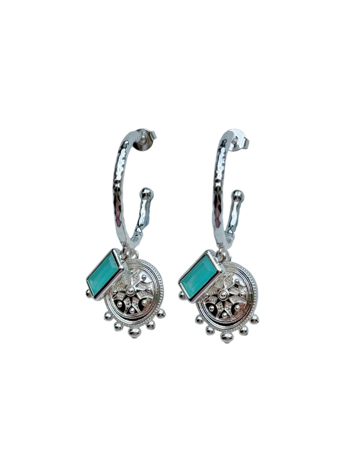 Maya Aqua Earrings in Silver