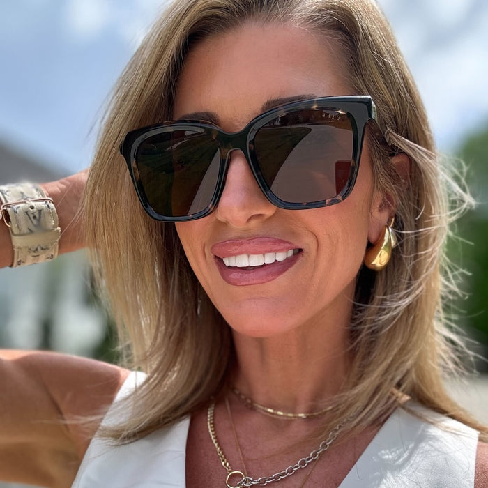customer content - kalee_rogers wearing Meredith espresso tortoise brown sunglasses