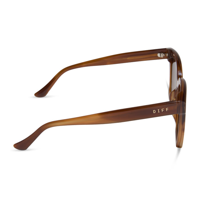 diff eyewear featuring the meredith square sunglasses with a tawny brown tortoise frame and brown gradient polarized lenses side view