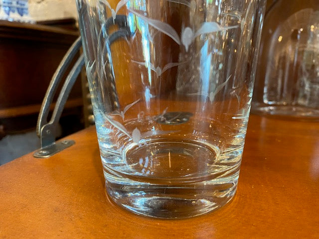 Mid-century Richard Bach Etched Glass Seagull Cocktail Shaker.