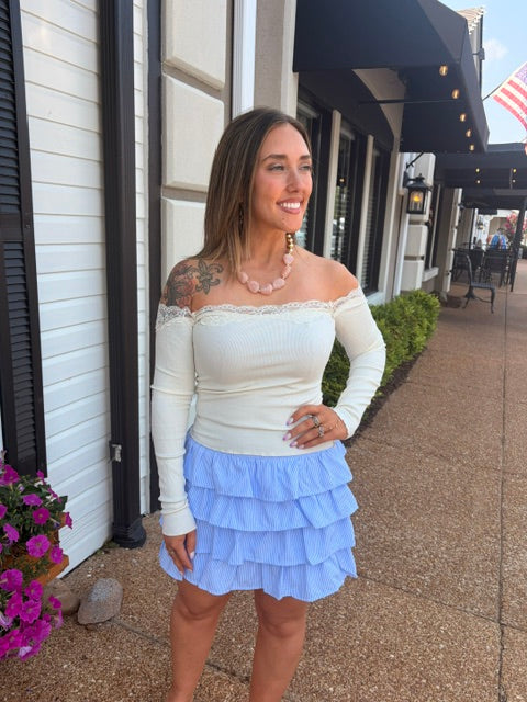 Mid Waisted Ruffle Mini Skirt