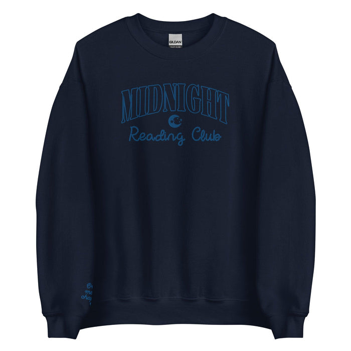 Midnight Reading Club Embroidered Sweatshirt - The Bean Workshop - book lover, bookish, embroidered, minimalistic, read everyday, sweatshirt