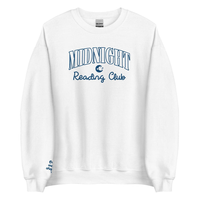 Midnight Reading Club Embroidered Sweatshirt - The Bean Workshop - book lover, bookish, embroidered, minimalistic, read everyday, sweatshirt